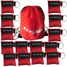 Elysaid 100 Pcs/pack CPR Barrier Keychain with Cpr Face Shield CPR Life Key for CPR Aed Training (Red)