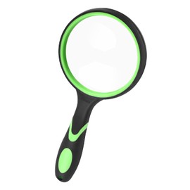 Lupa de Lectura de Gran Aumento de Mano 10X 75 mm Lupas Portátil, Aplicada a Libros de Ciencia Insectos Hobby Observación Premium Mango Suave para Mayores Niños (Negro + Verde)