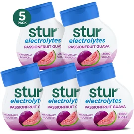 Stur Electrolyte Water Enhancer | Sweetened with Stevia | High in Vitamin C & Antioxidants | Sugar Free | Zero Calories | Keto | Vegan | 5 Bottles, Makes 90 Drinks (Passionfruit Guava)
