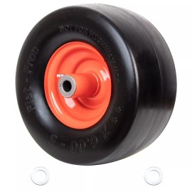 Wolf Pack 11x6.00-5 Flat Free Tire and Wheel,  5.875" Centered Hub 3/4" Bushings Size