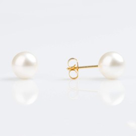 STUDEX Sensitive White Pearl Stud Earrings 8mm | Hypoallergenic and Nickel Free for Sensitive Ears | Gold Plated Posts | High Fashion Earrings for Women and Men-PR-678-S