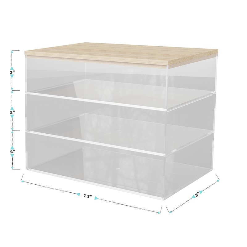 Martha Stewart Brody Plastic Storage Organizer Bins with Paulownia Wood