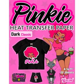Pinkie Heat Transfer Paper for Inkjet Printer (20 Sheets,8.5x11") Iron On Transfer Paper for T-shirts Printable Heat Transfer Vinyl for T-Shirts (Dark Classic)