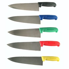Cozzini Cutlery Imports 8" Chef Knife Assorted Colors and Packs - Razor Sharp Commercial Kitchen Cutlery - Cook's Knives (Mixed - 1 of Each Color)