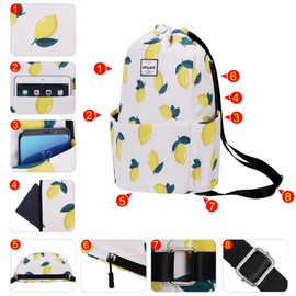 HAWEE Waterproof Drawstring Backpack with Inner Pocket Large Gym Bag Drawstring Daypack Drawstring Bag Sports Bag Unisex for Women Men Travel Everyday Outdoor Yoga School Beach Swimming, lemon, Sports