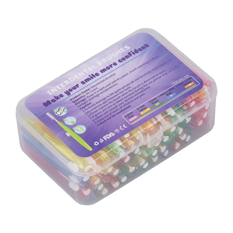 60Pcs Interdental Brush Floss Interdental Cleaning Brush with PP Handle