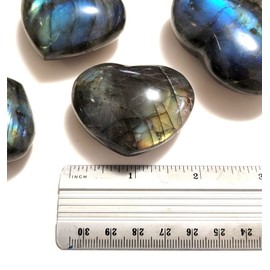 JM Future Labradorite 1.8-2.0 Inch Sparkling Love Heart Shape Nature Stones & Crystal Irregular Polished Reiki Chakra Healing Palm Stone Home Decor (Large 1 Piece)