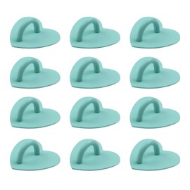 Pastlla 12Pcs Phone Charm Hook Adhesive Metal Phone Finger Grip Hook Cell Phone Ring Holder Stand for DIY Accessories (Heart Shaped, Light Green)
