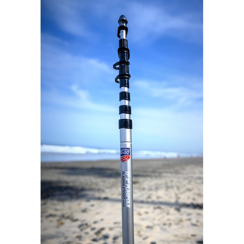 Flagpole-To-Go 20’ Beach & Backyard Flagpole Kit with Portable Aluminum