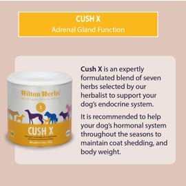 Hilton Herbs Cush X Natural Dog Supplement. 100% Natural Ingredients. Normal Adrenal Gland Function & Support. For Older Dogs with Pituitary or Adrenal Dependant Hormonal Issues. 60 g
