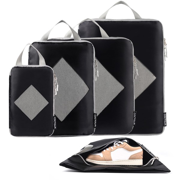 CaCTOUR Compression Packing Cubes for Travel,Expandable Packing Cubes for Suitcases,