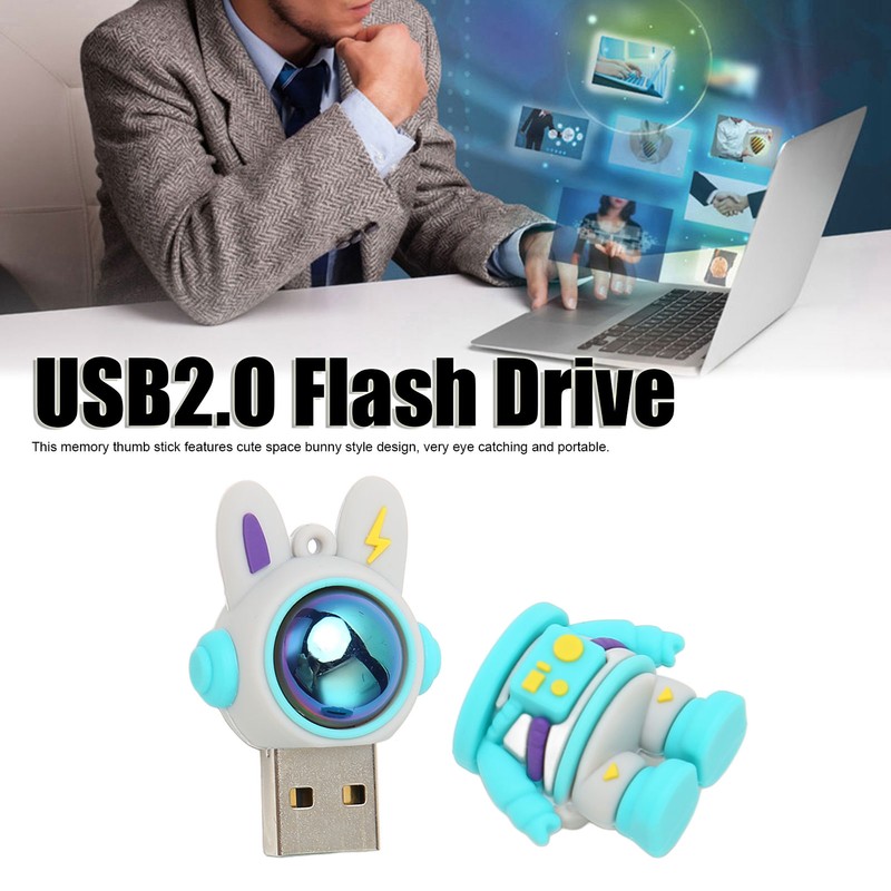Cartoon USB Flash Drive Space Bunny USB2.0 Interface Plug and