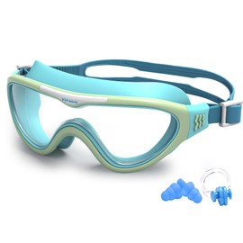 Yimserk Kids Swim Goggles for Kids 6-14, Anti-Fog & UV400 Lens, Comfortable Silicone Design with Leak-Proof Seal, Self-Adjusting Strap, Includes Nose Clip & Earplugs, Vibrant Colors with Travel Case