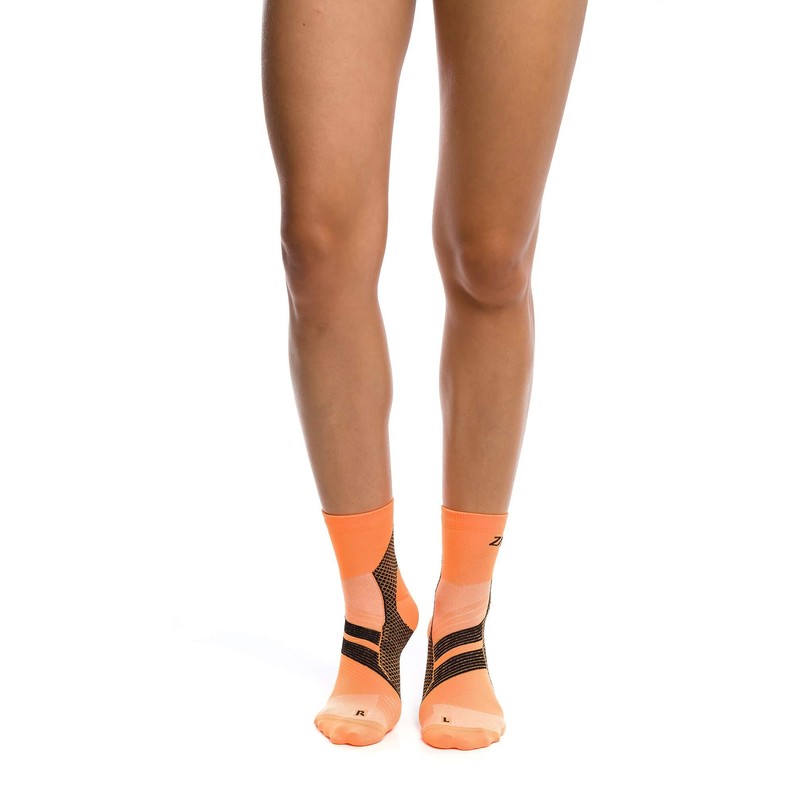 ZaTech Plantar Fasciitis Sock, Compression Socks (Orange/Black, Large)