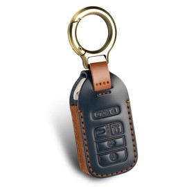 for Honda Leather Key Fob Cover with Keychain ,Leather Key Case Full Protector Compatible with Honda Accord Civic CRV Pilot Ridgeline Passport (Blue)