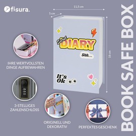 Fisura Secret Diary Book Safe - Original Book Safe with Combination Lock Hidden Cash Box Original Box with Lock Dimensions: 18 x 11.5 cm