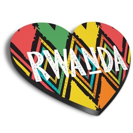 1x Heart MDF Magnet 6cm - Rwanda African Tribal Design - Fridge Locker Office Whiteboard Toolbox #60458