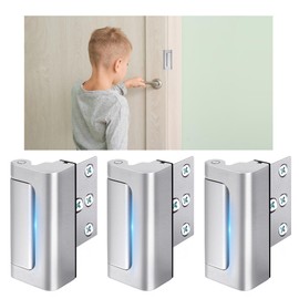 3-Pack Home Security Door Reinforcement Lock, Child Proof Door Lock for Front Doors, 800 lbs Force Resistance, Easy Install for Inward Swinging Doors, Ideal for Kids Safety, Solo Residents