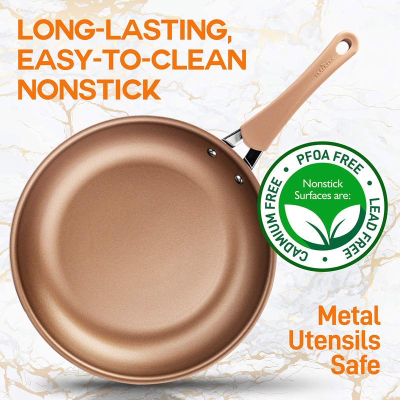 NutriChef 10'' Durable Medium Fry Pan-Non-Stick High-Qualified Cookware, Induction PTFE/PFOA/PFOS-Free