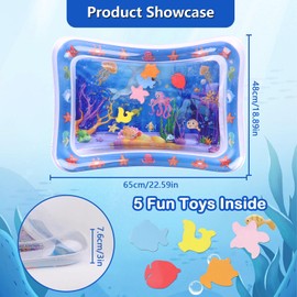 Wassermatte Baby, Wasserspielmatte Spielzeug Baby Wasserkissen für 3 6 9 12 Monate Babys Bauchzeit Matt Spielzeug Water Mat Wassermatt für Neugeboren Geschenk 65 x 48 cm