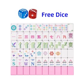 First-Class Durable 160 Pieces Complete Set Classic Retro Style American Mahjong Set for Social Enthusiasts Gift ChoiceSize: 1.26*0.95*0.63 Inch, Color: pink clown
