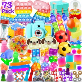 73Pcs Valentines Fidget Toys Pack, Party Favors Gifts for Kids Adults, Autism Sensory Toy, Carnival Classroom Rewards Prizes, Goodie Bag Stuffers, Loot Bags, Filler Toys