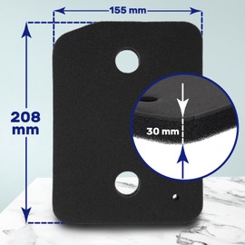 2 Pieces Sponge Filter for Tumble Dryer 208 x 155 x 30 mm with the Original Code 9164761 for Miele - Warranty 10 Years - MONTERAL