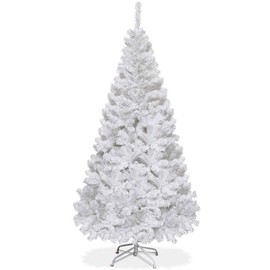 DORTALA 7Ft Artificial Christmas Tree with Metal Stand PVC Material Indoor Outdoor Décor White