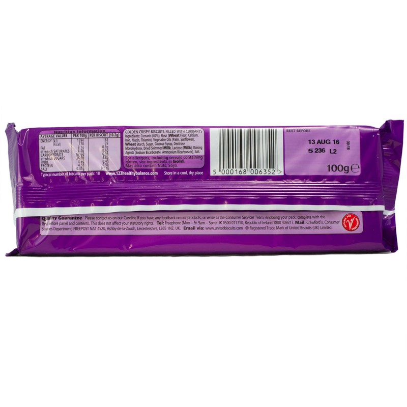 Crawford's | Garibaldi Biscuits | 4 x 100g | 4