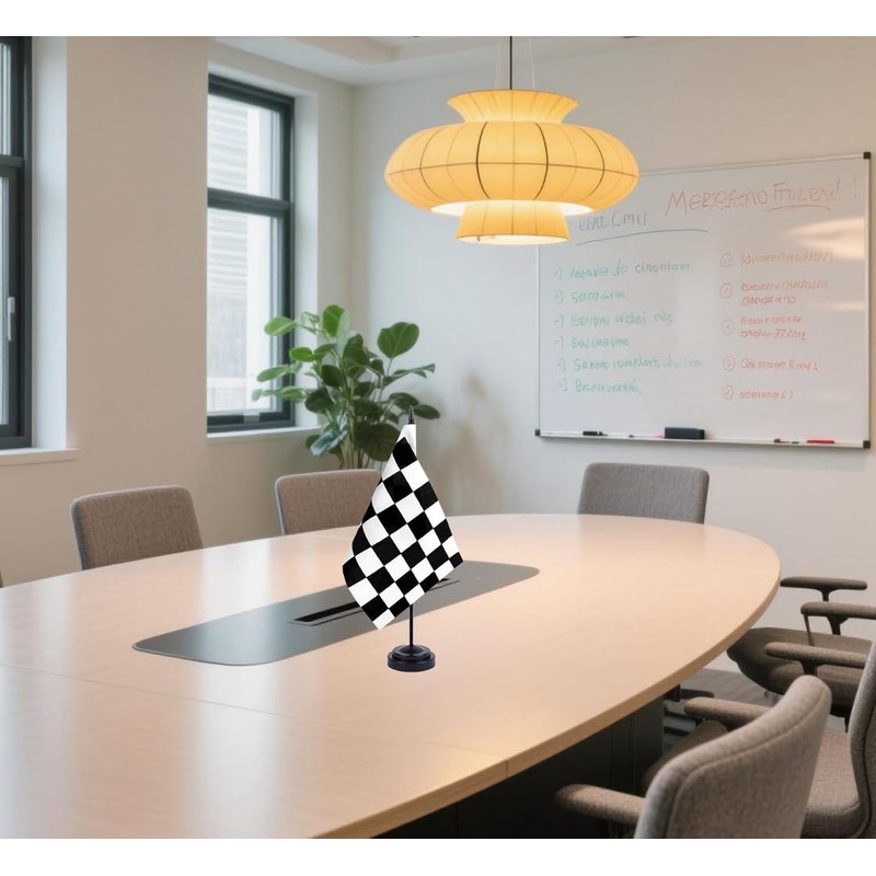 JBSJBS Black and White Checkered Desk Flag 12" Solid Pole