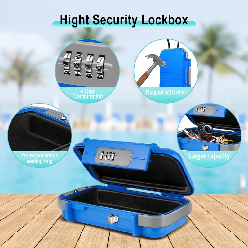 BKNOOU Portable Safe with Removable Chain, Anti-Theft Beach Safe Box,
