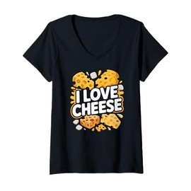 Womens I Love Cheese Funny Cheese Lover Humor V-Neck T-Shirt