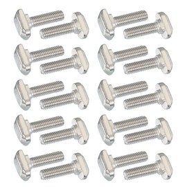 PATIKIL M6 x 20 mm Thread T-Slot Bolts, 20 Pcs Drop-in Bolt Hammer Head T-Bolt Standard 8 mm Sliding Screw Stud for 30 Series Aluminum Extrusion Profile, Silver