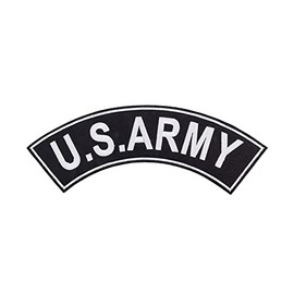 DealzCT U.S Army White on Black Iron On Sew On Top Rocker Large Back Patch for Jacket Vest