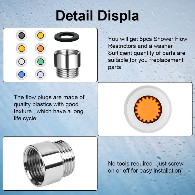 flintronic Shower Flow Reducer Limiter Set, Shower Flow Restrictor,Water Saver