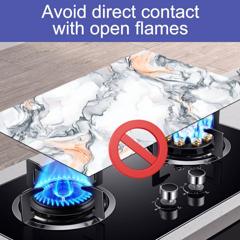 HOMETITUTE Stove Top Cover Diatomite Mat 28x20 Inch Marble Stovetop