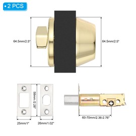 PATIKIL Keyed Alike Single Cylinder Deadbolts, 2 Pack Keyed Entry Door Knob Anti-Theft Exterior Door Hardware for Front Door and Entrance Door, Gold