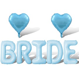 Light Blue Heart Balloons Bride Wedding Balloons Bachelorette Balloons for Bachelorette Party Decorations Bridal Shower Decorations Bride Decorations Wedding Party Decorations Balloons Set-7 PCS