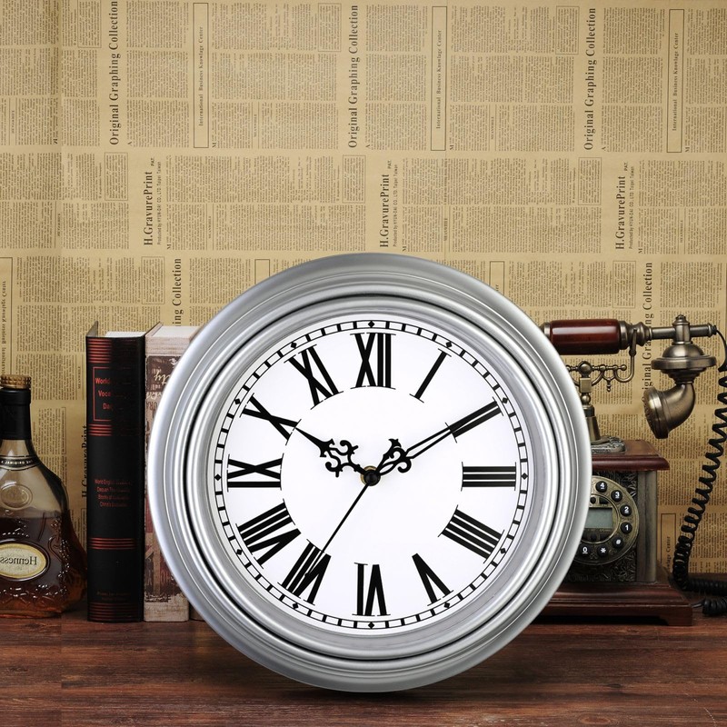 Plumeet Classic Wall Clock 25 cm Quiet Retro Wall Clock