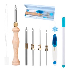 Punch Neddle Kit with Storage Box,Adjustable Punch Needle Tool with1.6mm/2mm/2.5mm/3.5mm/5mm Metal Needles,Punch Needle Set Adults Beginner for DIY Craft,Perfect for Decoration and Gifts(Blue)