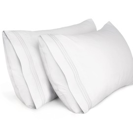 Lirex Pack of 2 Cushion Covers, 50 x 70 cm, Soft Brushed Microfibre Pillowcases, Envelope Closure, Pillow Case Made of Soft Microfibre, Oeko-Tex Certified (White)