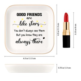 SOGUAOLO Christmas Gifts for Women from Friend - Unique Friendship Gifts for Women - Bestie Gifts Good Friends Like Stars Ceramic Ring Dish