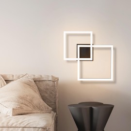 Homefire Ceiling Light LED Ceiling Light Living Room - 20 W Living Room Lamp Warm White Bedroom Lamp Modern Design Black Kitchen Lamp Square Ceiling Lighting for Bedroom Hallway Office