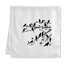 Dallonan 100% Cotton Towels White Birds Black Branches Hand Towels for Bathroom Clearance Decorations Soft Absorbent Wash Towels for Body Face Hair 16x30 Inche