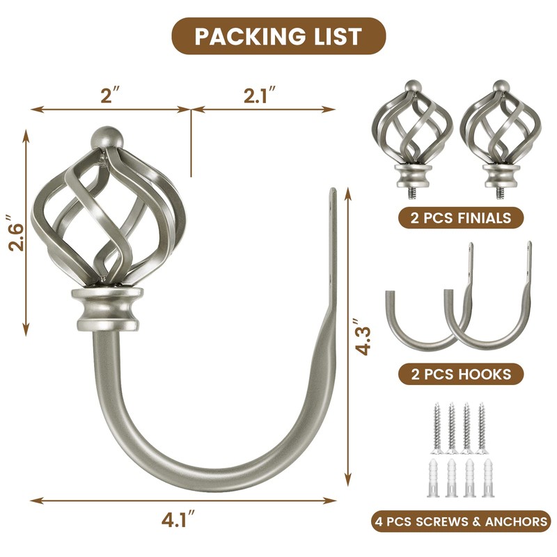 KAMANINA Decorative Curtain Drapery Holdbacks for Wall, Antique Silver Curtain