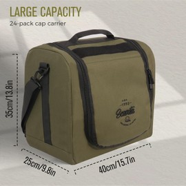 SCAVATA Large Hat Bag for Baseball Caps, Hat Organizer Bag for Traveling & Storing Snapback Cap, Portable Hat Carrier Holder Case for 20-24 Caps (Armygreen)