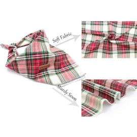 Elegant little tail Christmas Dog Bandana 1PCS Plaid Pet Bandana Washable Reversible Cotton Boy Bibs Scarf, Adjustable Square Dog Kerchief for Small to Large Dogs and Cats