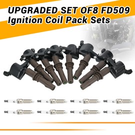 Xxamz 8PCS FD509 Ignition Coils & 8 PCS 91924 Iridium Spark Plugs Compatible With Ford Expedition Explorer F150/250/350 Mustang V8 V10 08-14/Lincoln Navigator Mercury Mountaineer 08-14