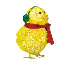 Chick with Scarf Decor Lights Yellow Chick Flat Garden Sculpture Chick Ornaments for Lawn Yard Christmas Holiday Decorations
