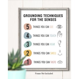 5-4-3-2-1 Grounding Technique Classroom Must Haves, Calm Down Corner Supplies, Therapy Wall Decor, Social Worker Office Decor - 11x14 unframed print